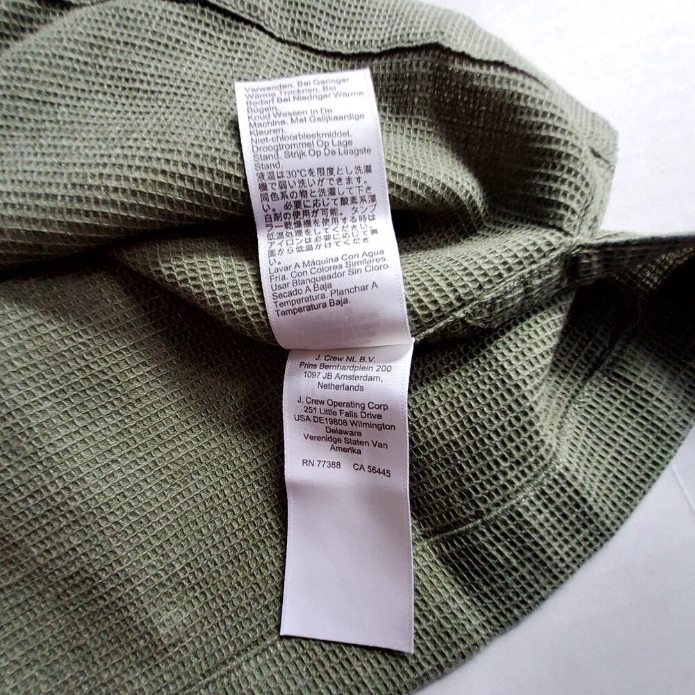 J.Crew Mens  Size XXL Olive Waffle Knit Short Sleeve Shirt With Chest Pocket - Picture 9 of 10